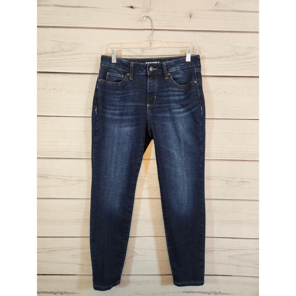 Sonoma Goods for Life Women's Blue Stretch Mid Rise‎ Curvy Skinny Jeans Size 6S